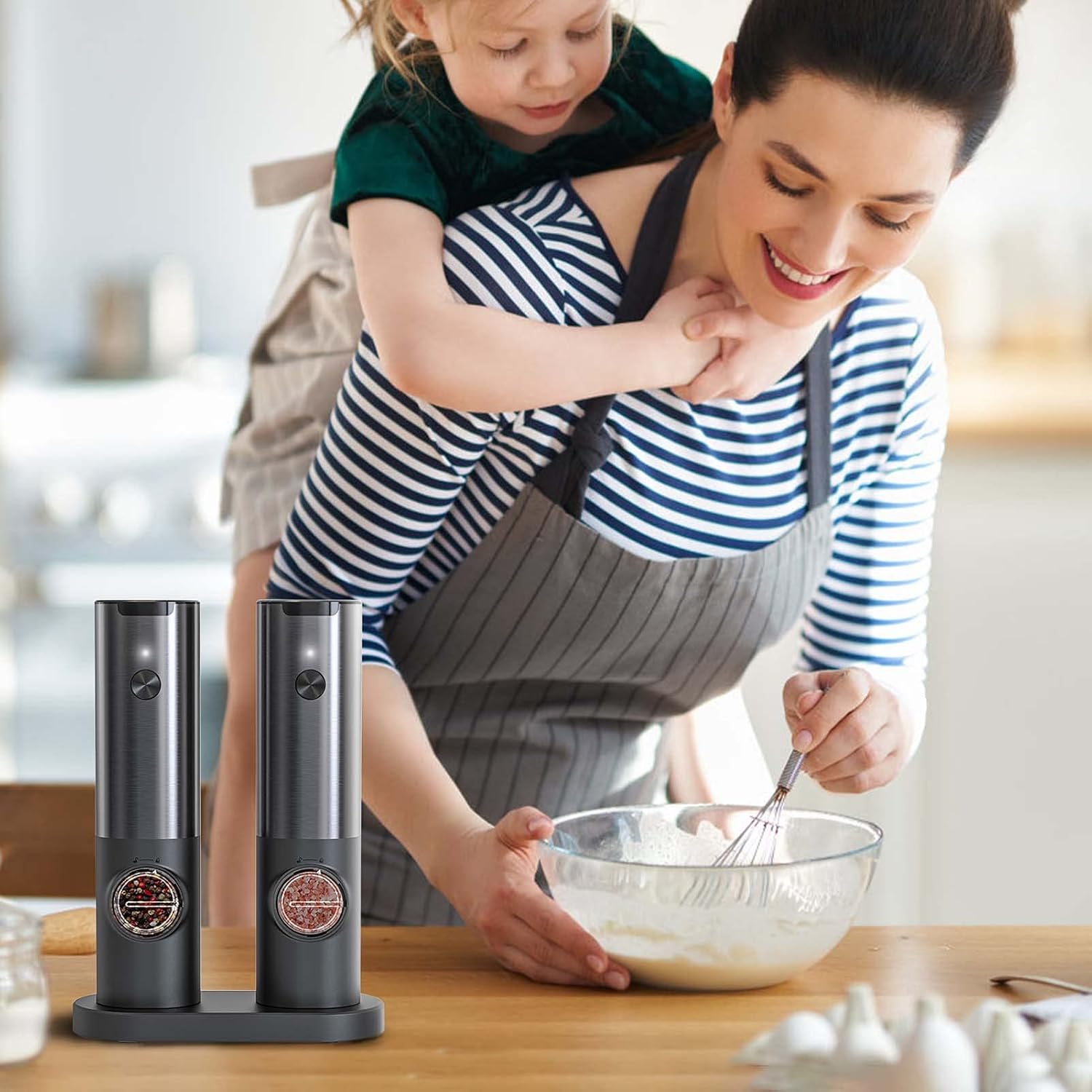 Rechargeable LED Salt and Pepper Grinder Set