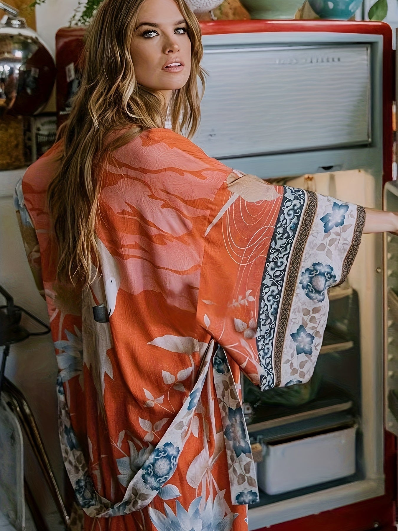Floral Print Resort Kimono