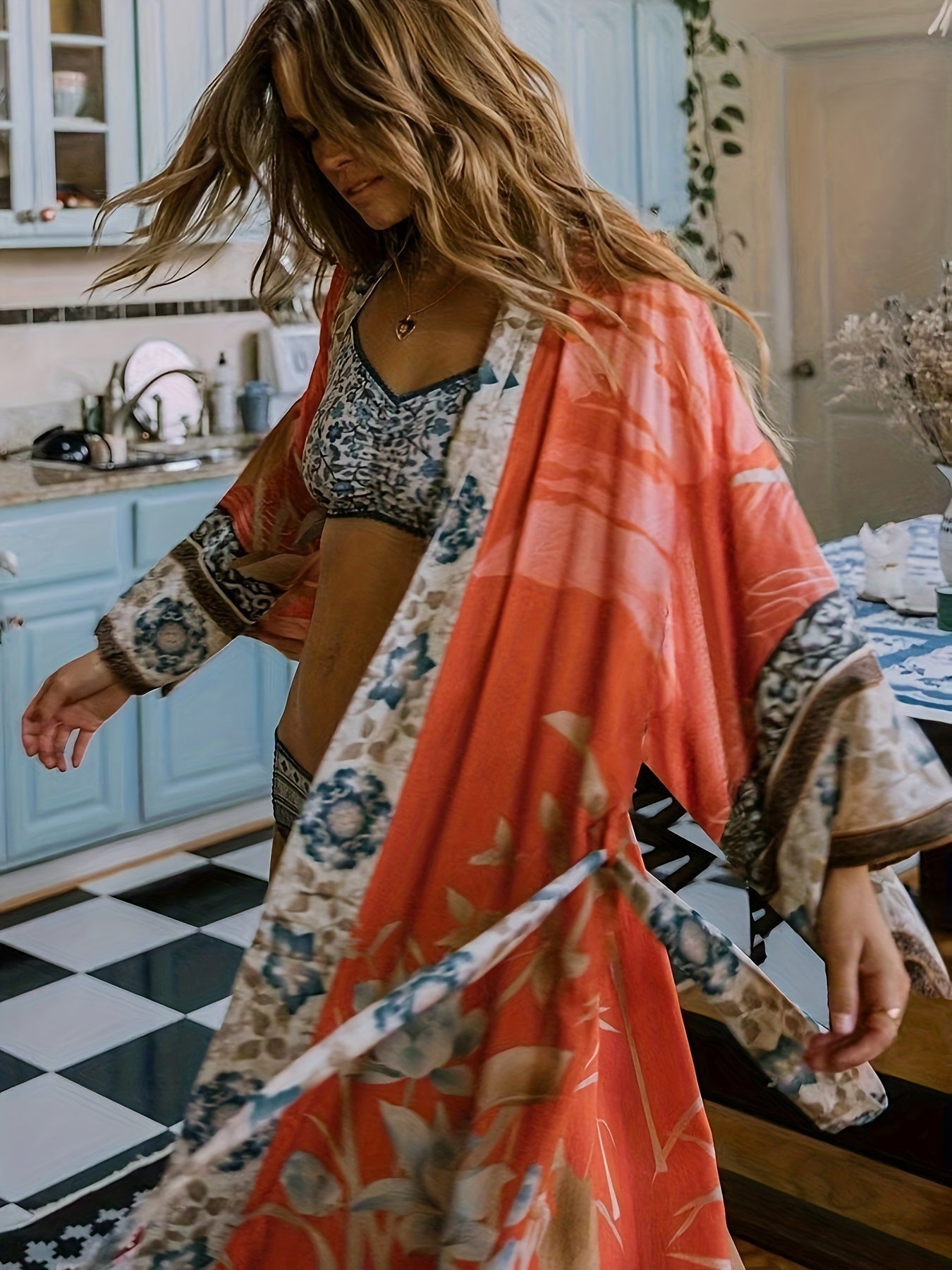 Floral Print Resort Kimono