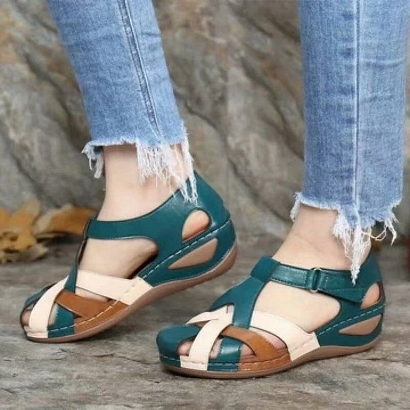 Open Toe Cutout Comfort Sandals with Adjustable Strap