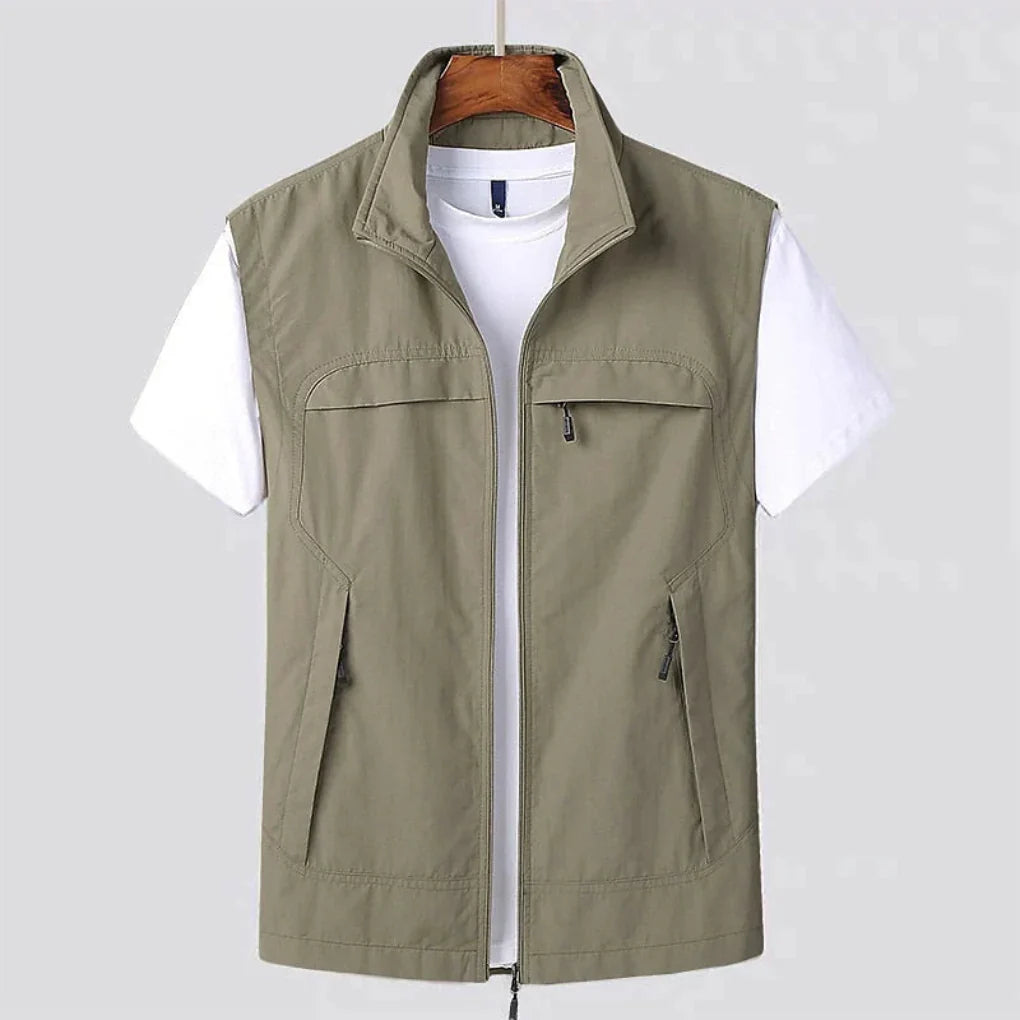 Quick-Dry Mesh Panel Zip-Up Vest