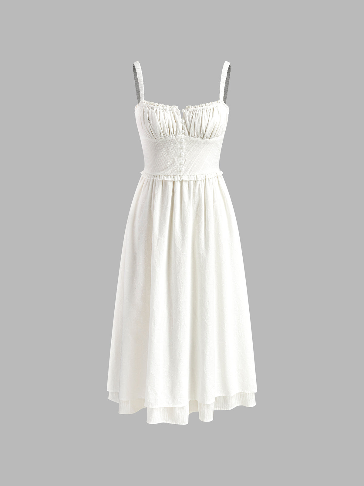 Sleeveless Ruffle Hem Cotton Blend Midi Cami Dress