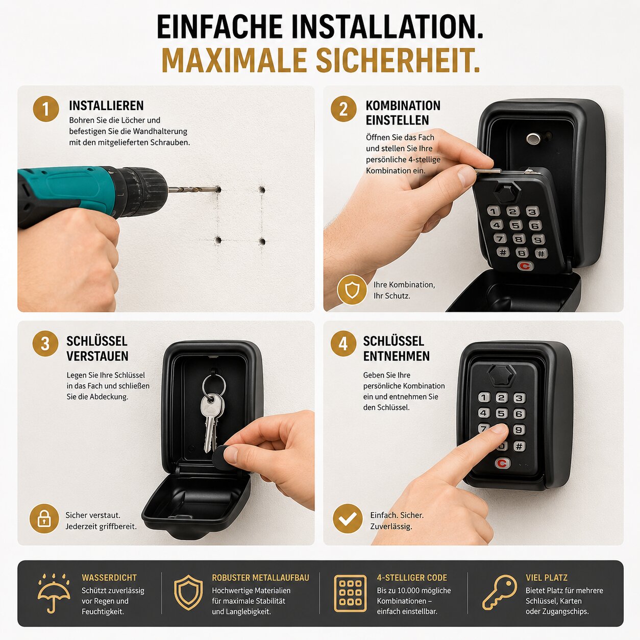 Outdoor Combination Key Safe Box with Adjustable Code