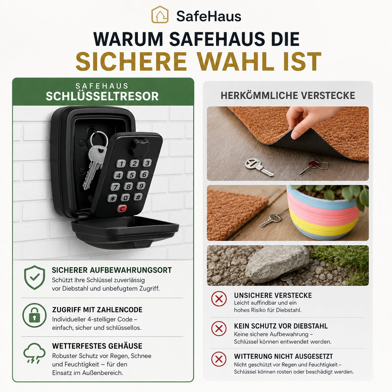 Outdoor Combination Key Safe Box with Adjustable Code