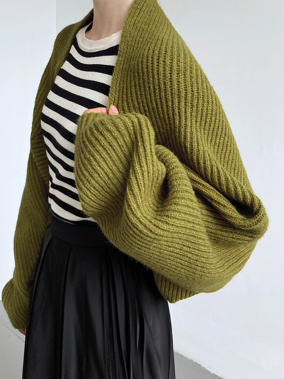 Open Front Shrug Cardigan In Stretch Viscose Knit
