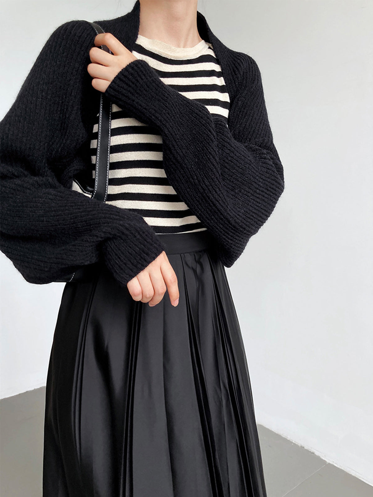 Open Front Shrug Cardigan In Stretch Viscose Knit
