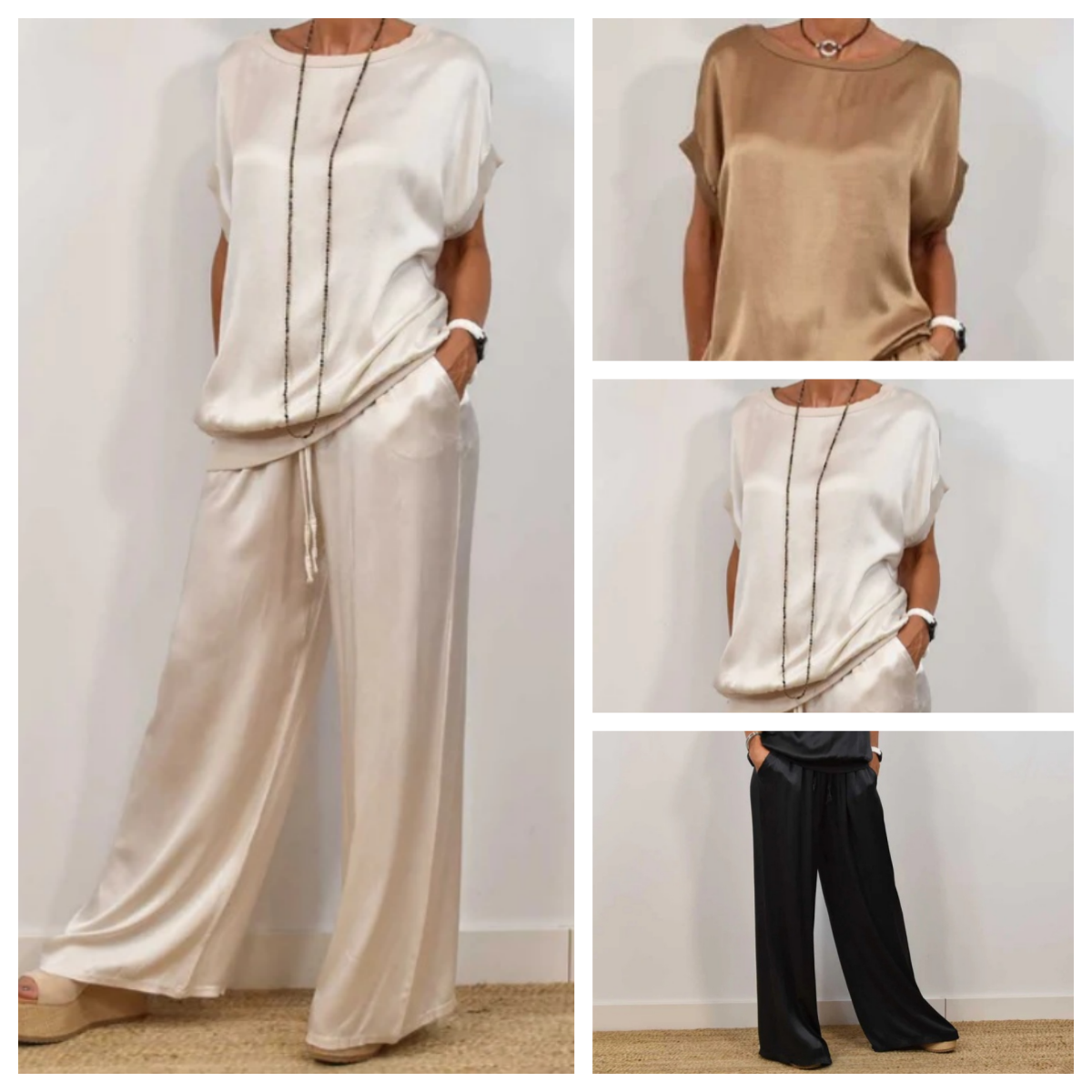 Flowing Blouse and Drawstring Pants Set