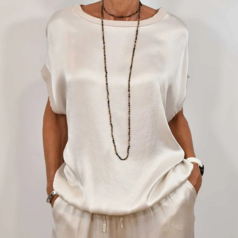 Flowing Blouse and Drawstring Pants Set