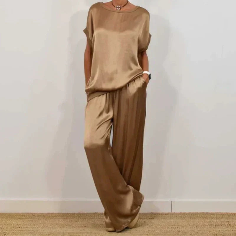 Flowing Blouse and Drawstring Pants Set