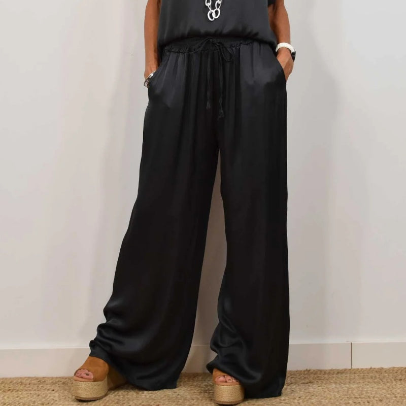 Flowing Blouse and Drawstring Pants Set