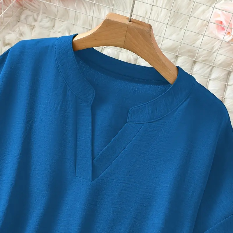 Relaxed Fit V-Neck Blouse With Long Sleeves
