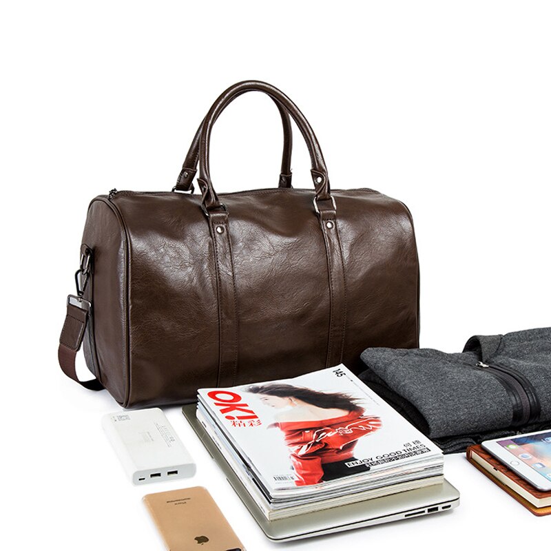 Large Capacity Lightweight Leather Travel Duffel