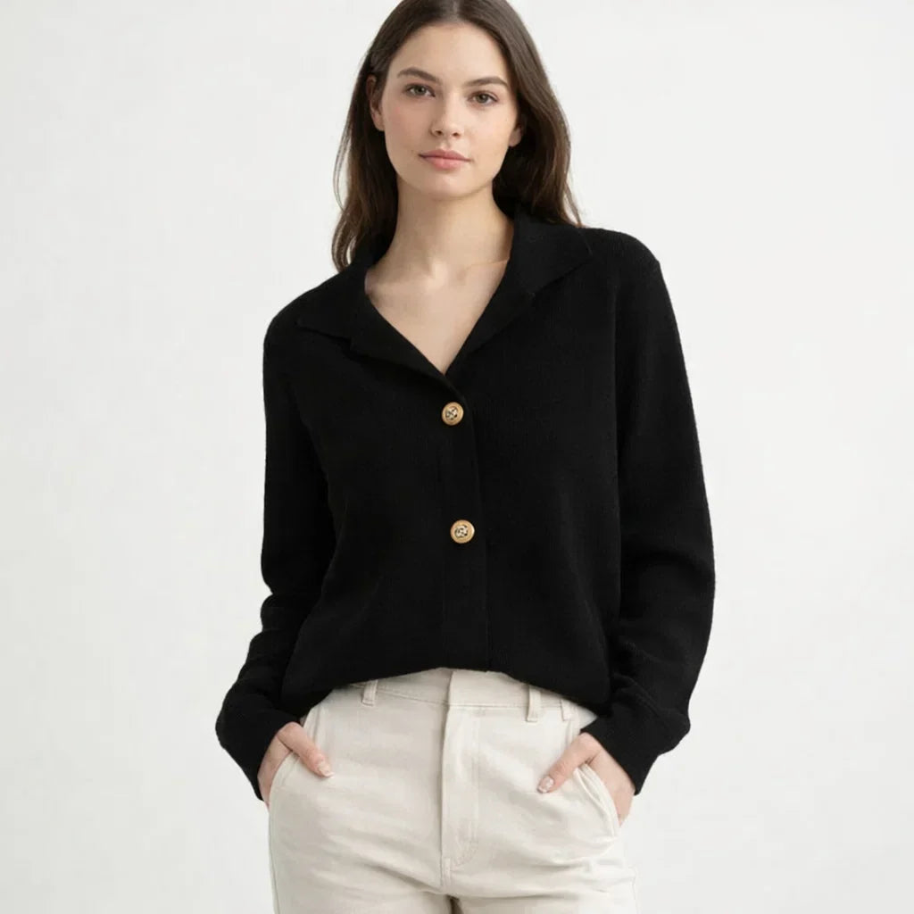 Asymmetrical Button Placket Knit Cardigan