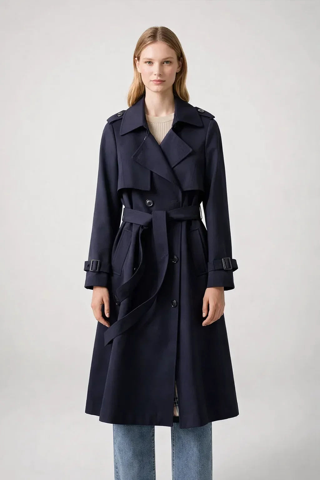 Classic Belted Trench Coat for Women