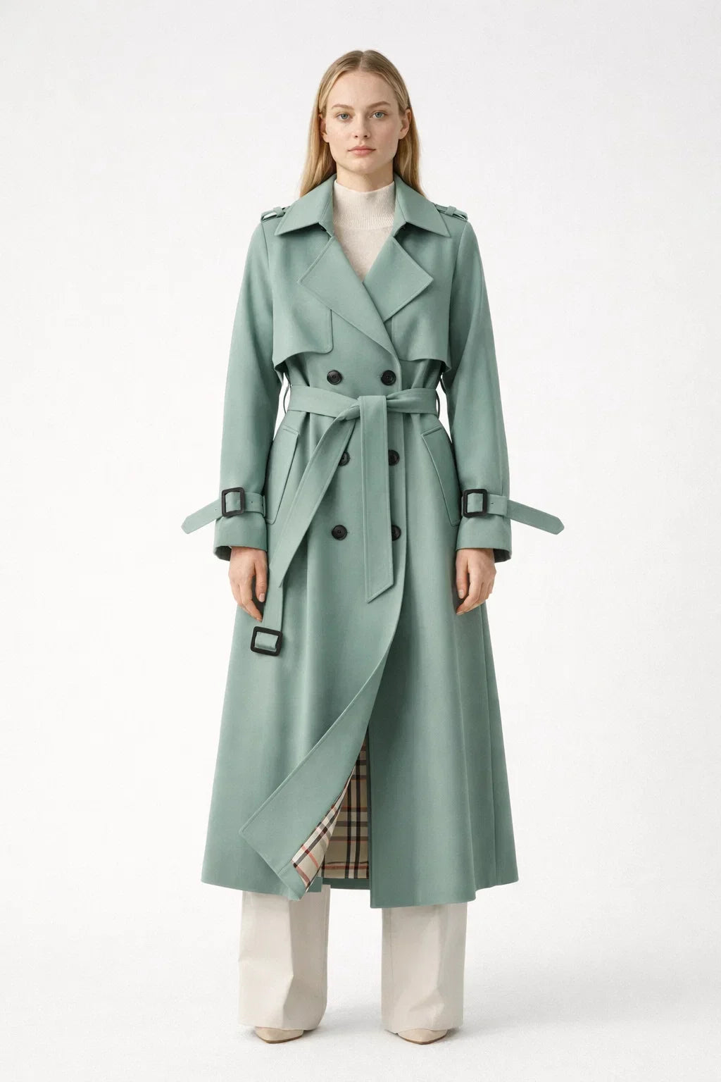 Classic Belted Trench Coat for Women