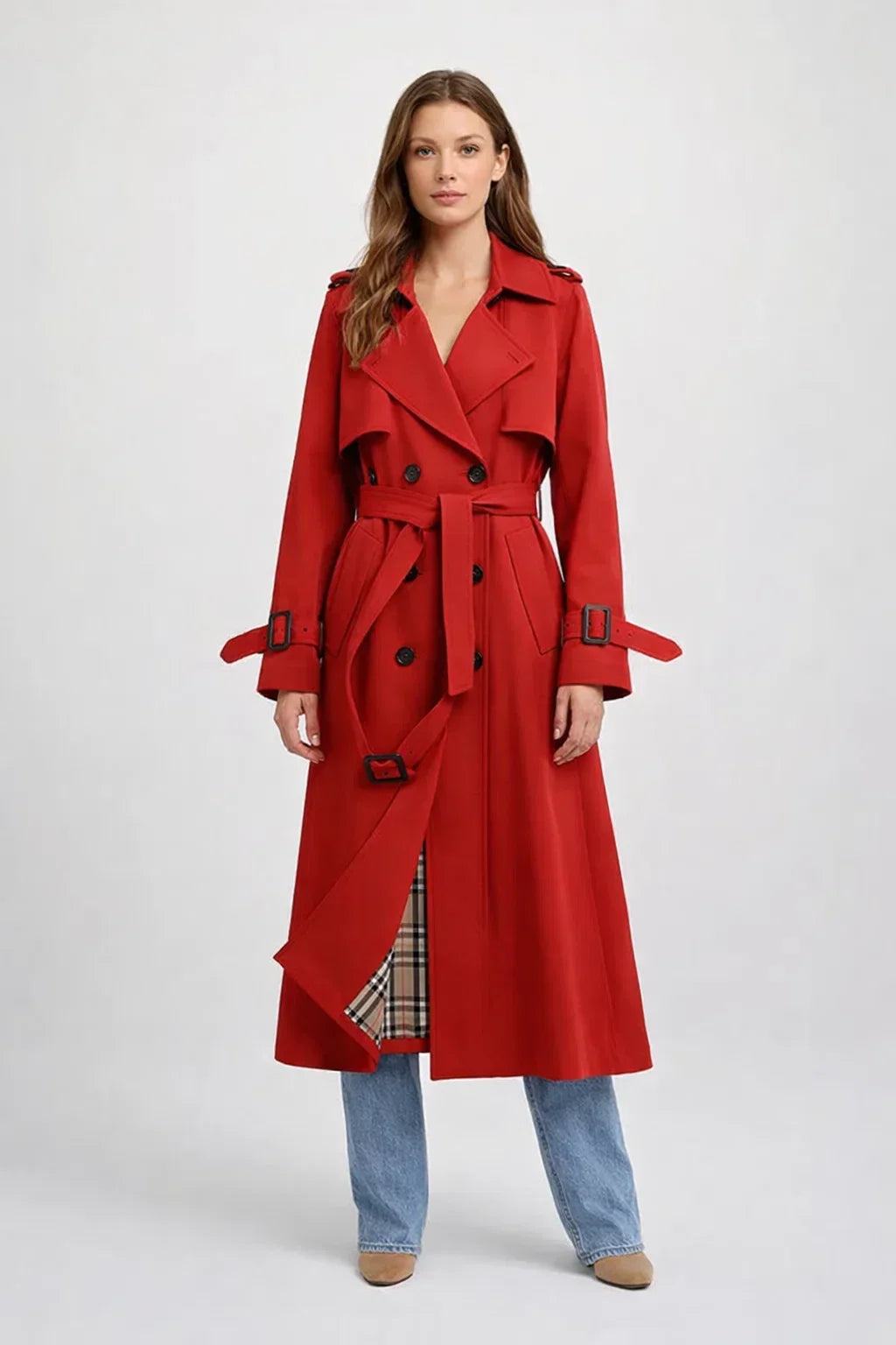 Classic Belted Trench Coat for Women