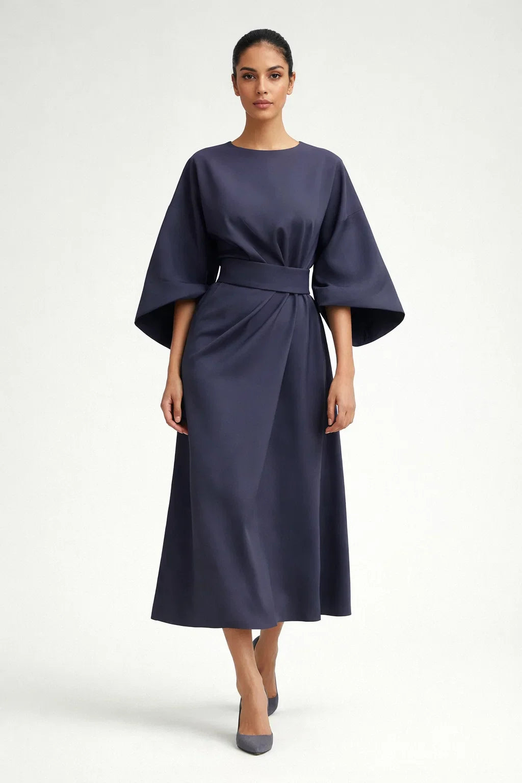 Belted Maxi Dress for Women - Flowing Elegant Formal Occasion Dress