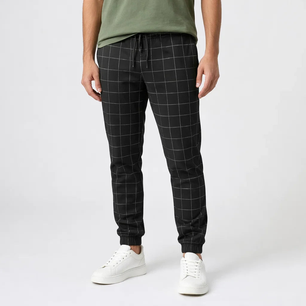 Slim Fit Checked Jogger Pants for Men