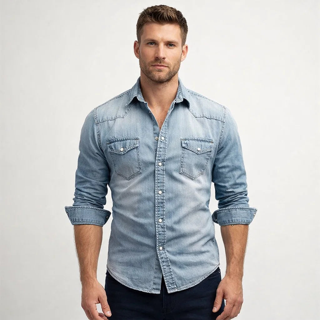 Denim Shirt | Slim Fit Button Casual Men