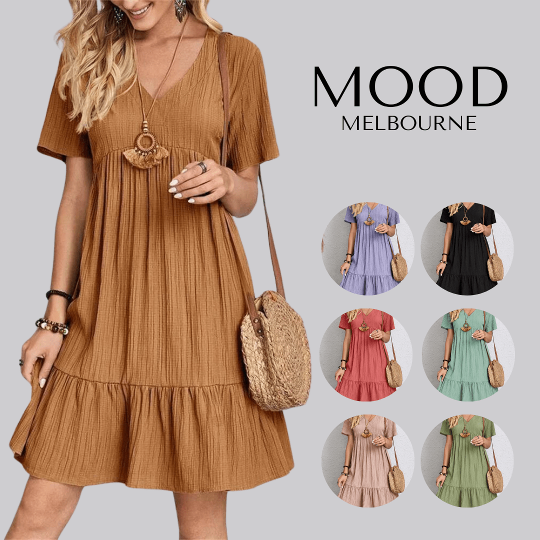 Retro V-Neck Tummy-Control Dress for a Flattering Fit