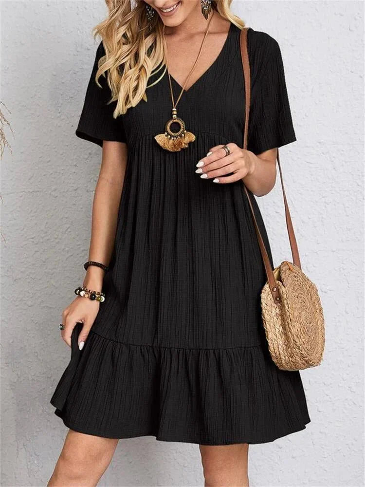 Retro V-Neck Tummy-Control Dress for a Flattering Fit
