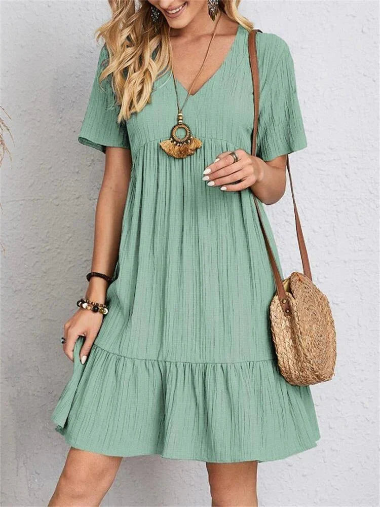 Retro V-Neck Tummy-Control Dress for a Flattering Fit