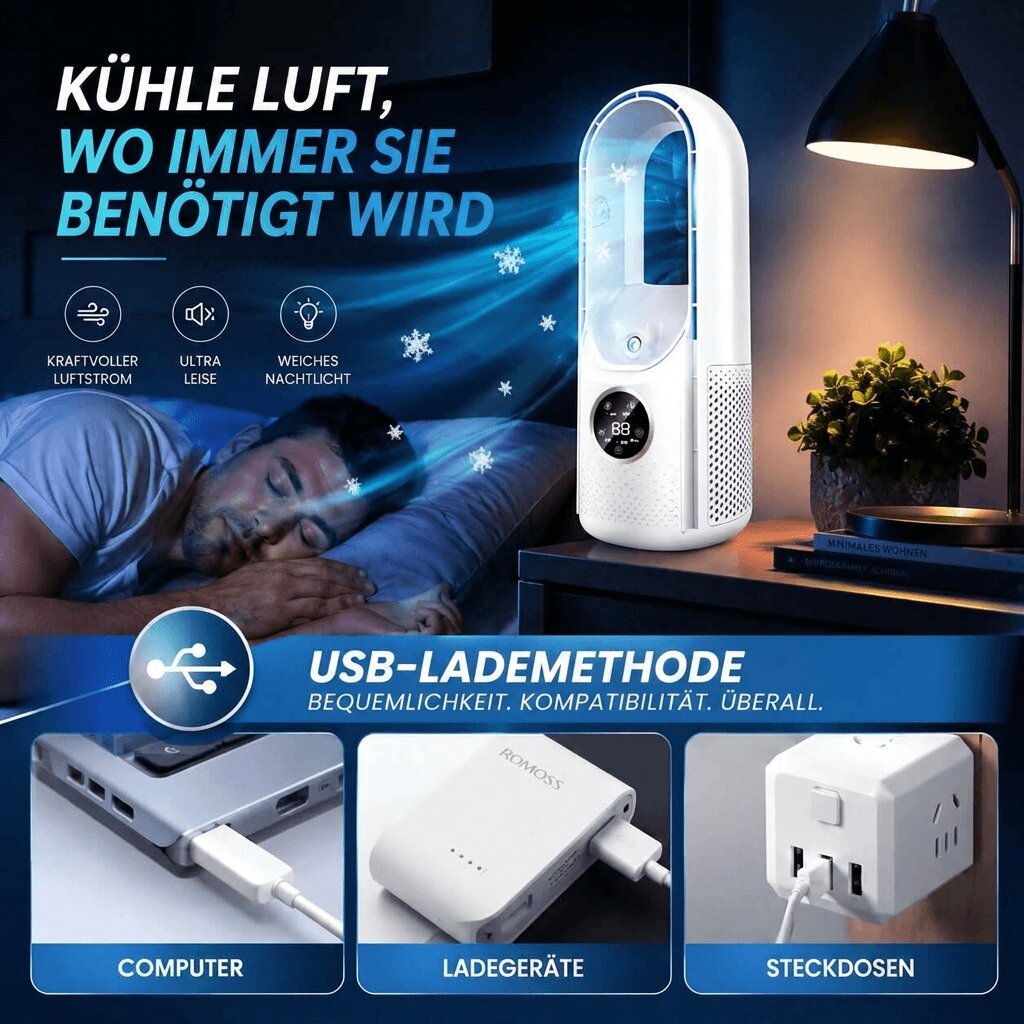 Bladeless Tower Fan with 6 Modes for Home and Office