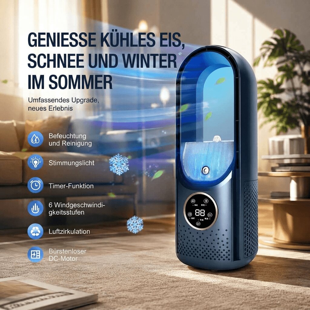 Bladeless Tower Fan with 6 Modes for Home and Office