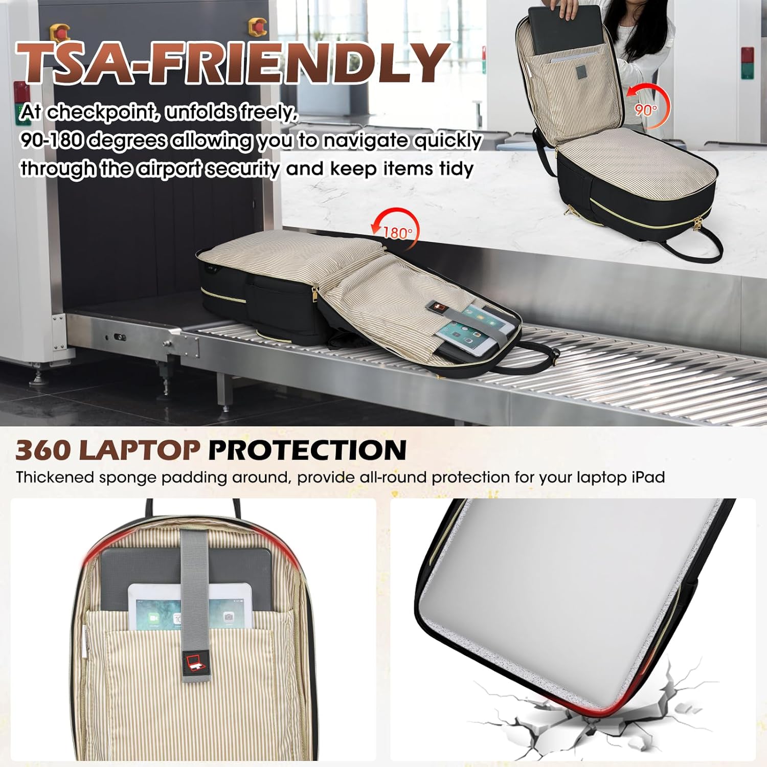 TSA-Friendly Anti-Theft Travel Laptop Backpack