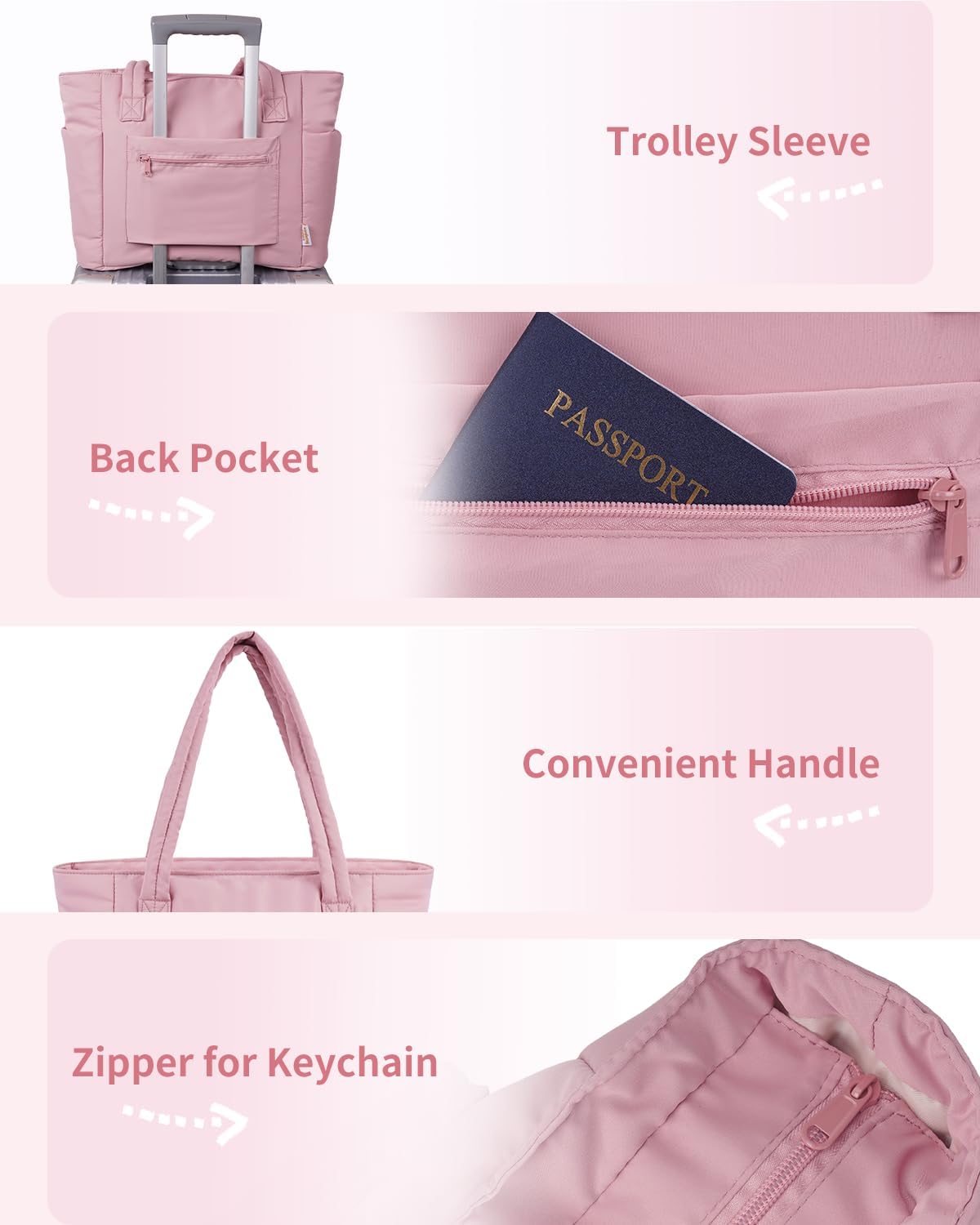 Quilted Puffer Tote Bag with Laptop Sleeve and Cup Holder