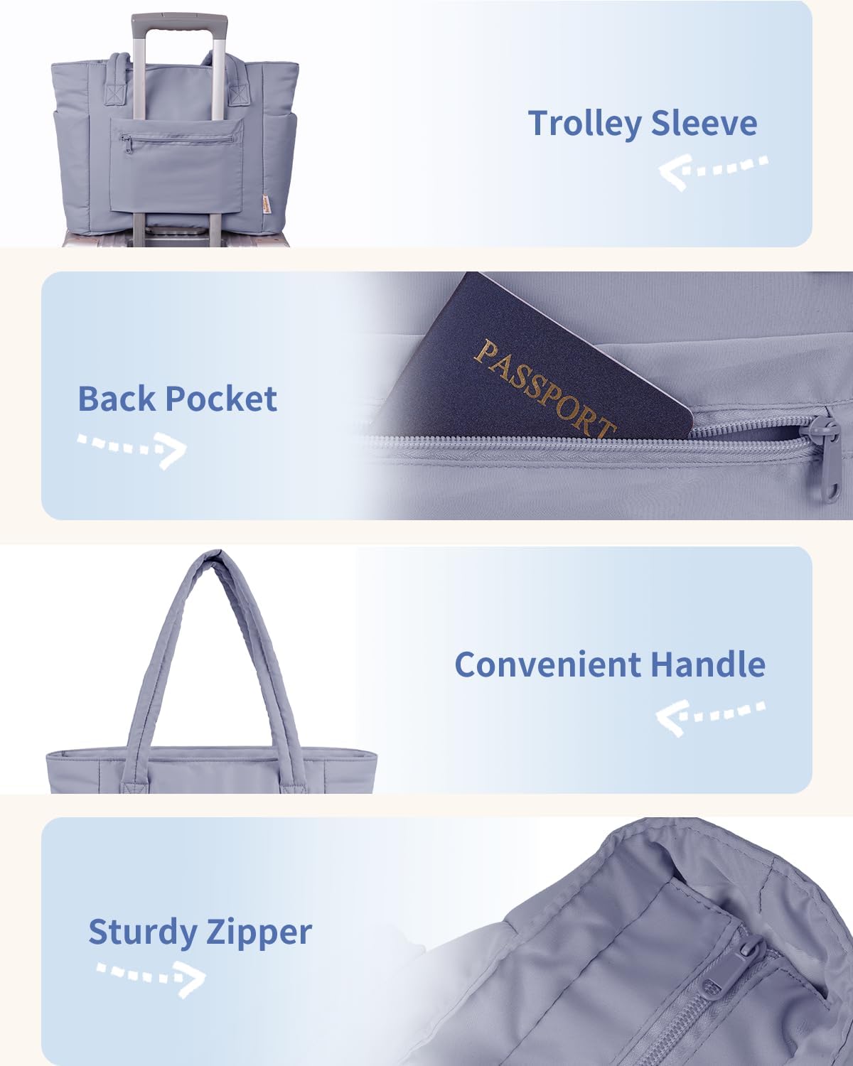 Quilted Puffer Tote Bag with Laptop Sleeve and Cup Holder