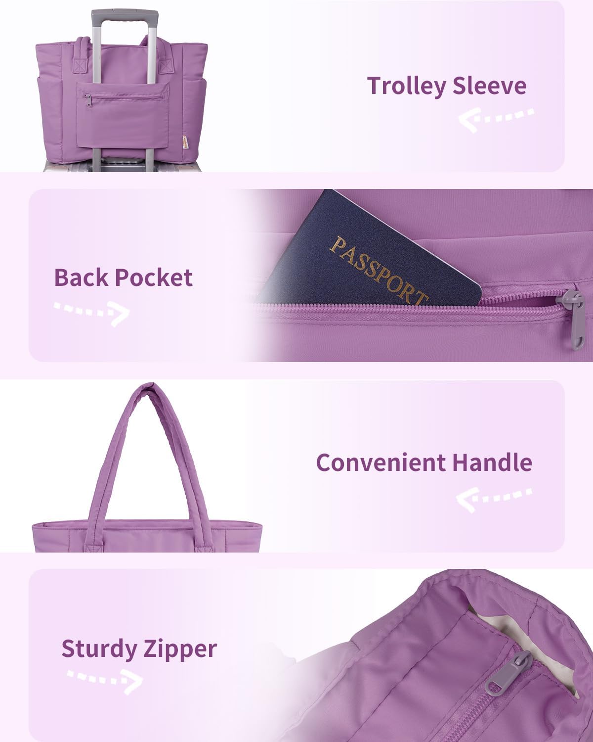 Quilted Puffer Tote Bag with Laptop Sleeve and Cup Holder