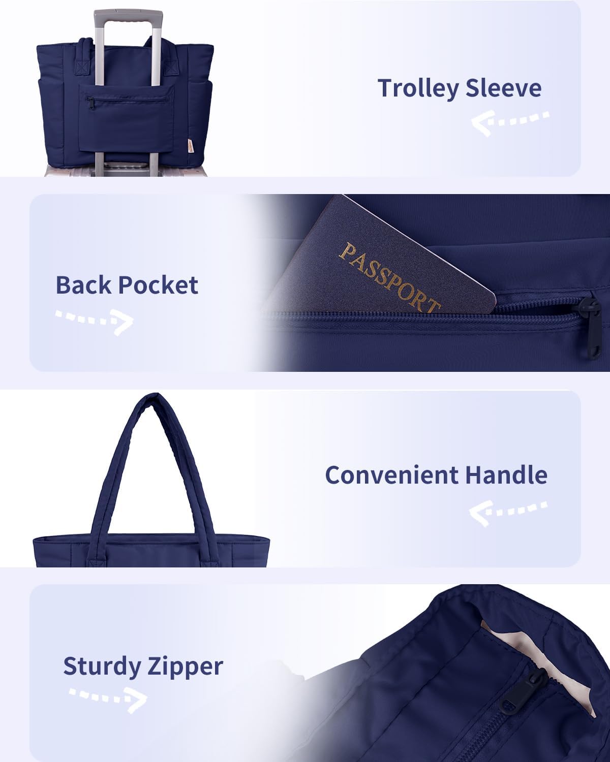 Quilted Puffer Tote Bag with Laptop Sleeve and Cup Holder