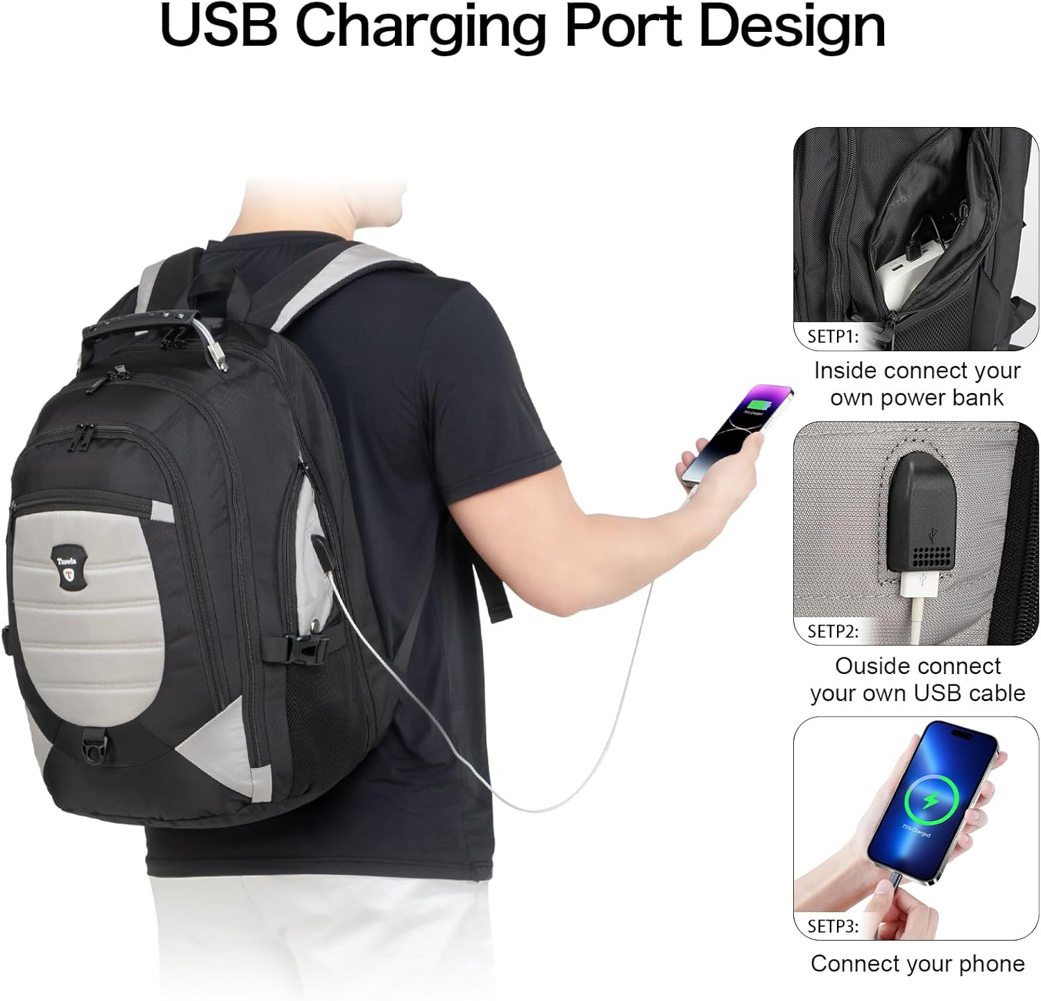 Anti-Theft USB Charging Laptop Backpack