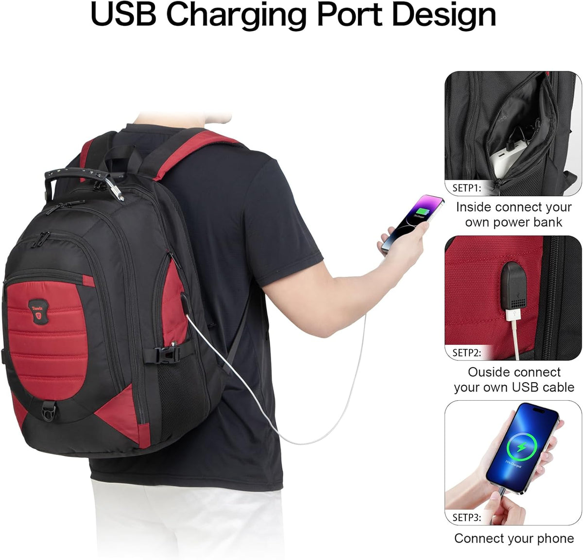 Anti-Theft USB Charging Laptop Backpack
