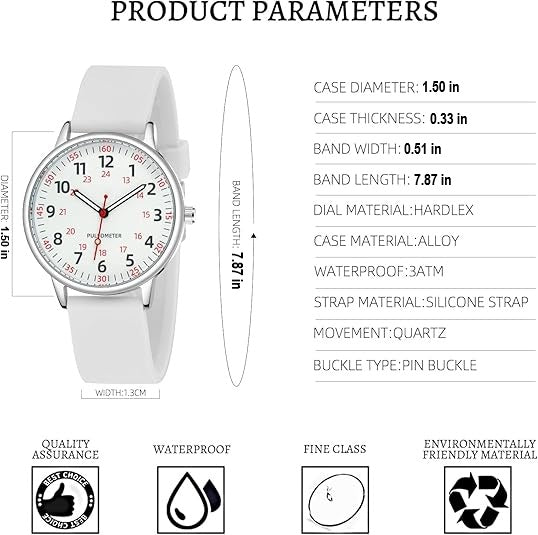 Silicone Band Waterproof Nurse Watch