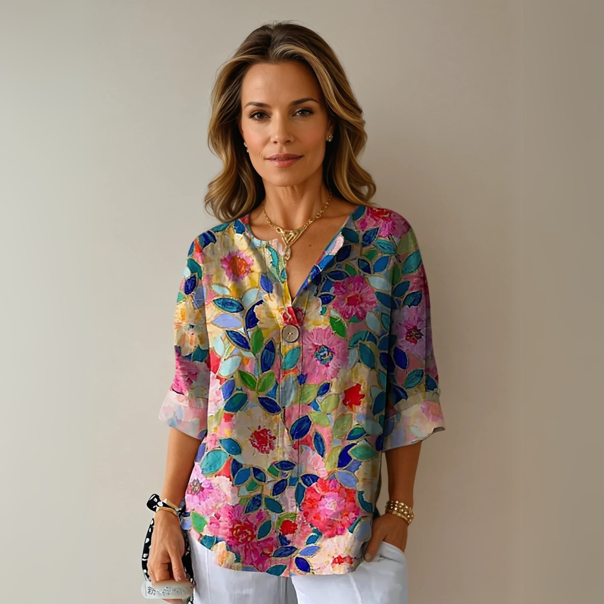 Chic Floral Print Relaxed Fit Blouse