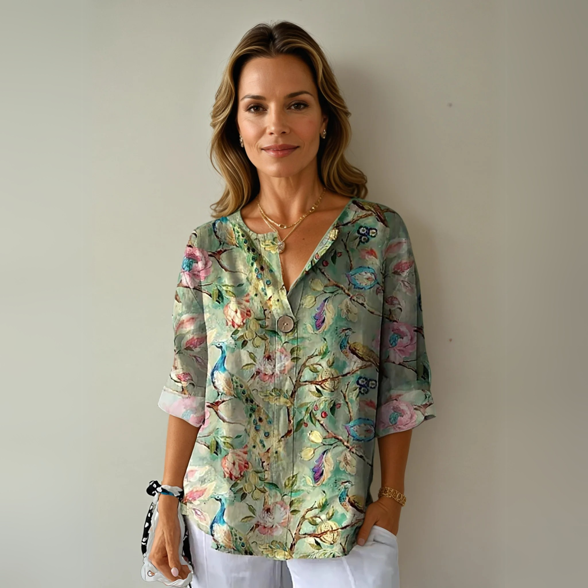 Chic Floral Print Relaxed Fit Blouse