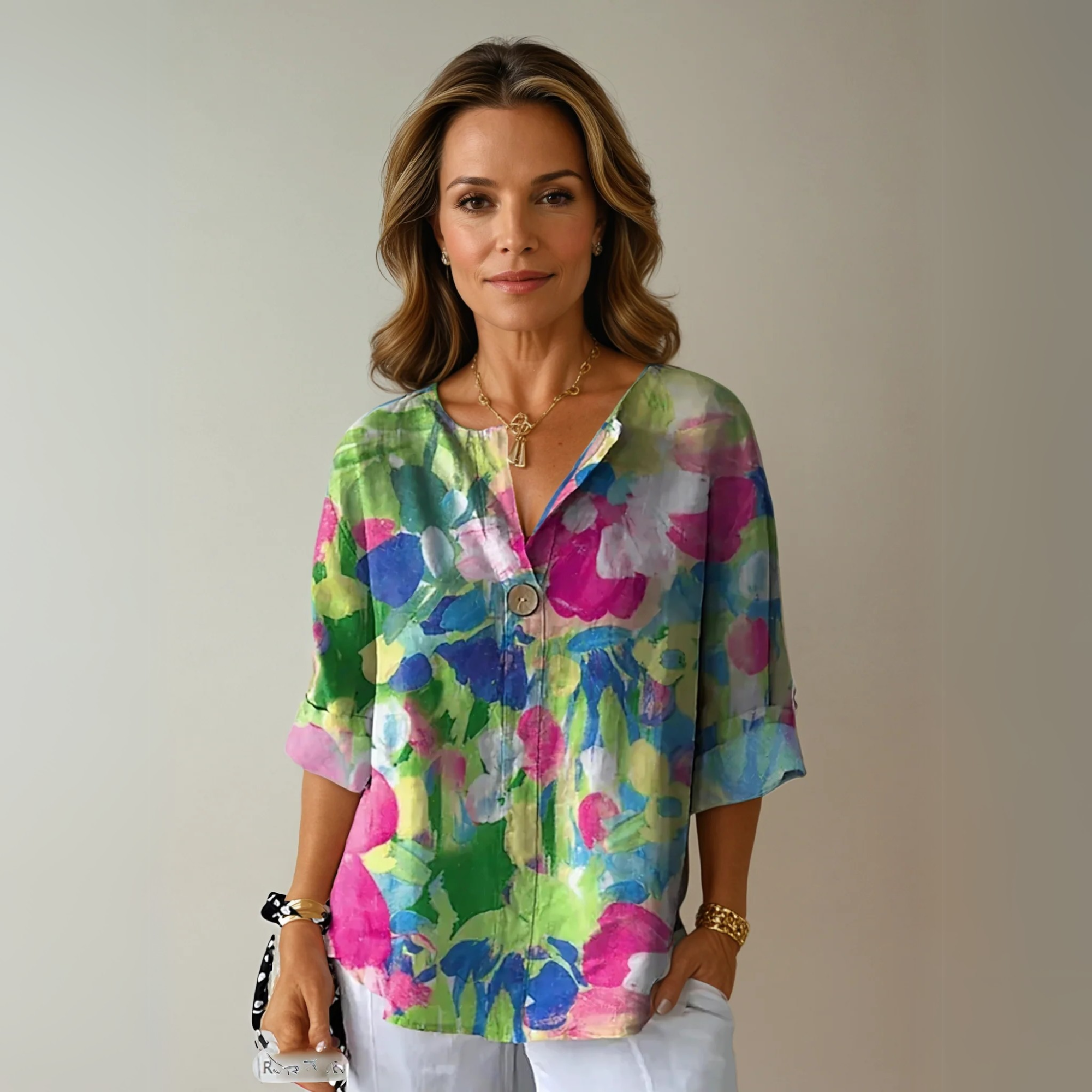Chic Floral Print Relaxed Fit Blouse