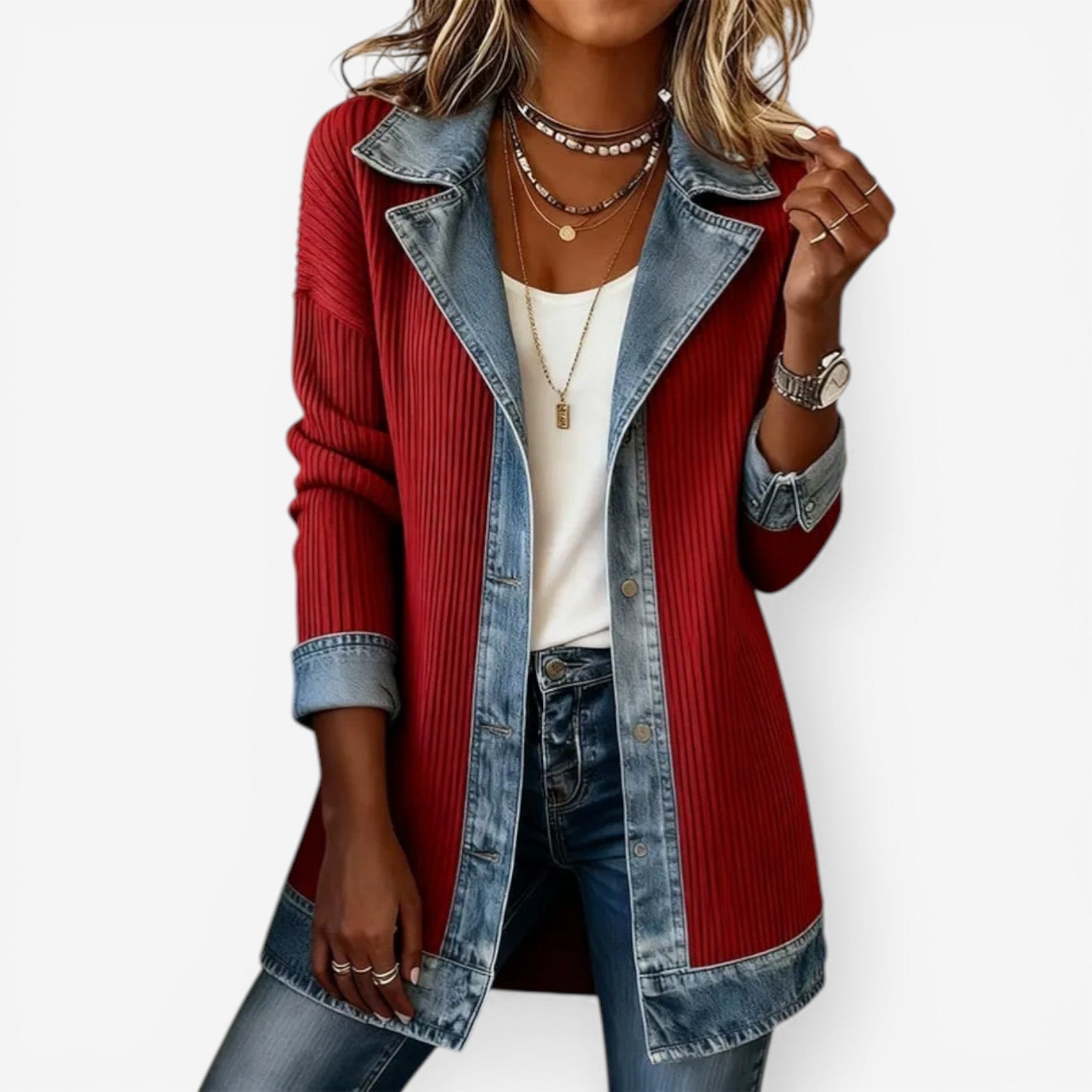 Hybrid Knit Denim Jacket