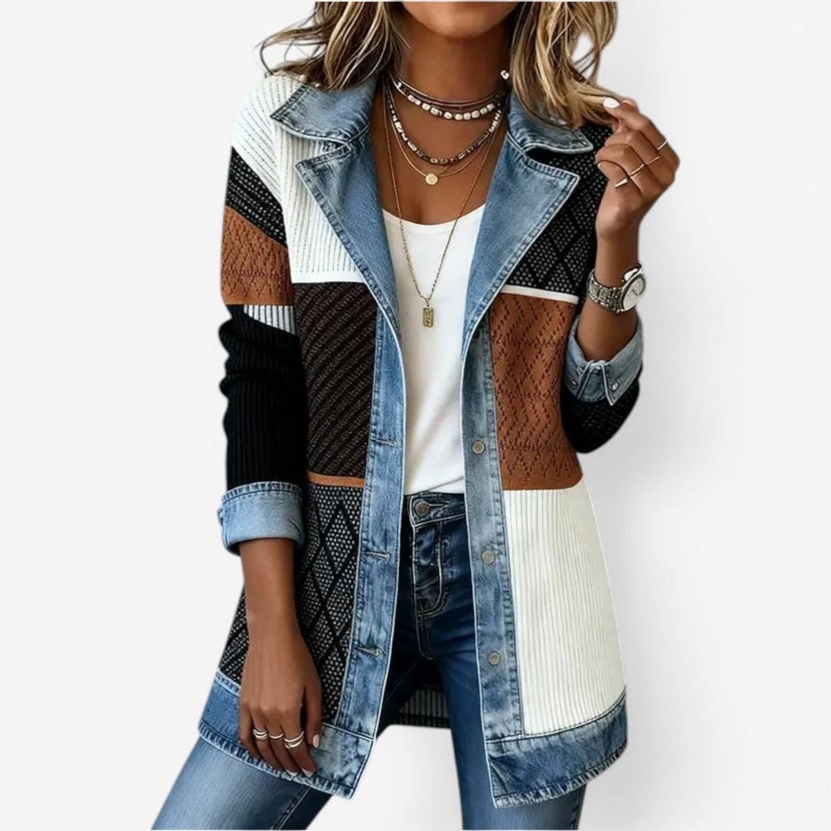 Hybrid Knit Denim Jacket