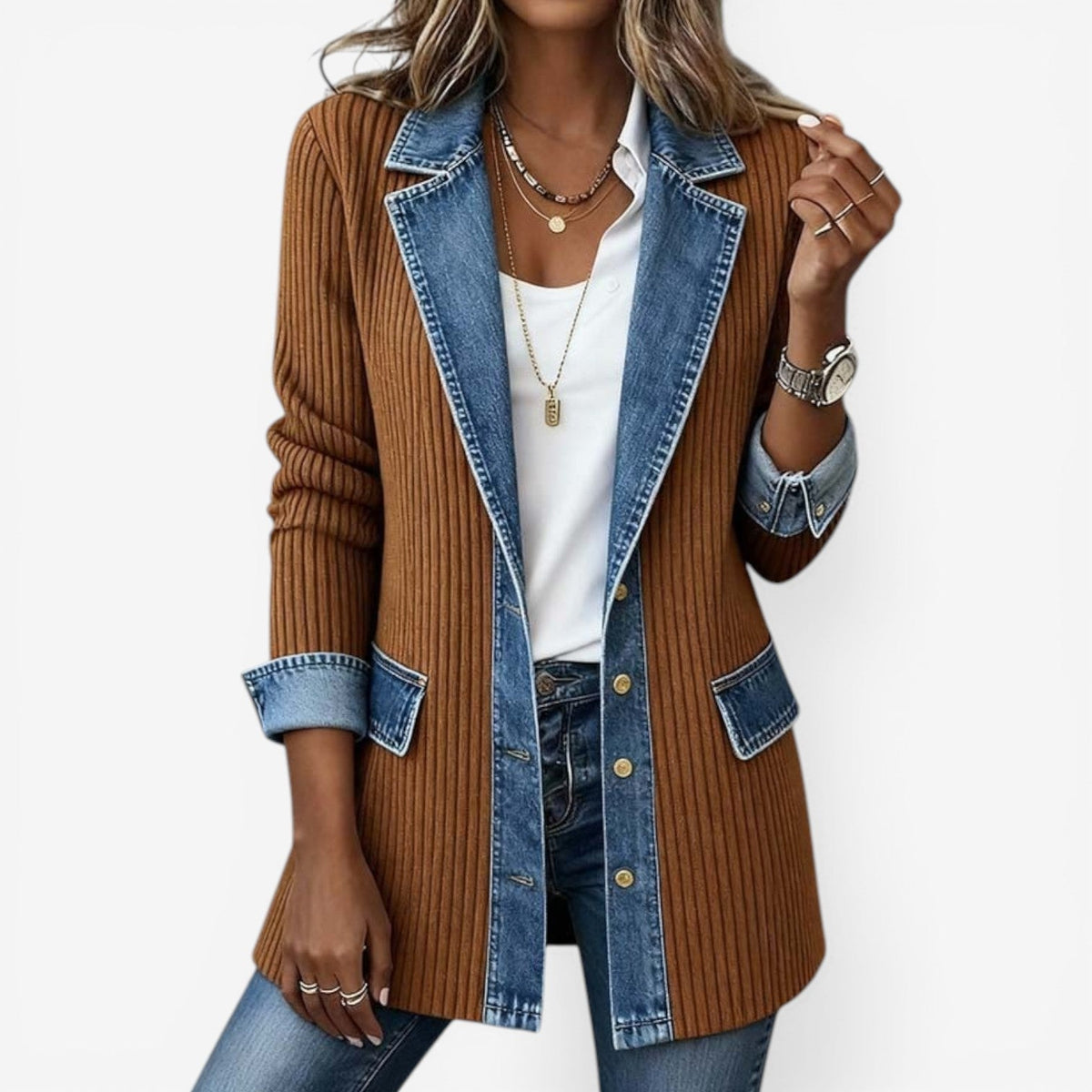 Hybrid Knit Denim Jacket