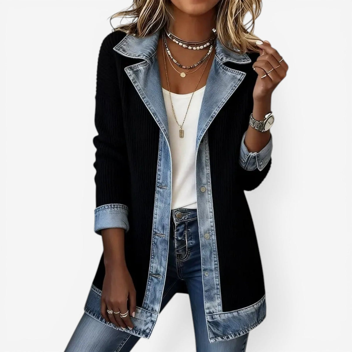 Hybrid Knit Denim Jacket