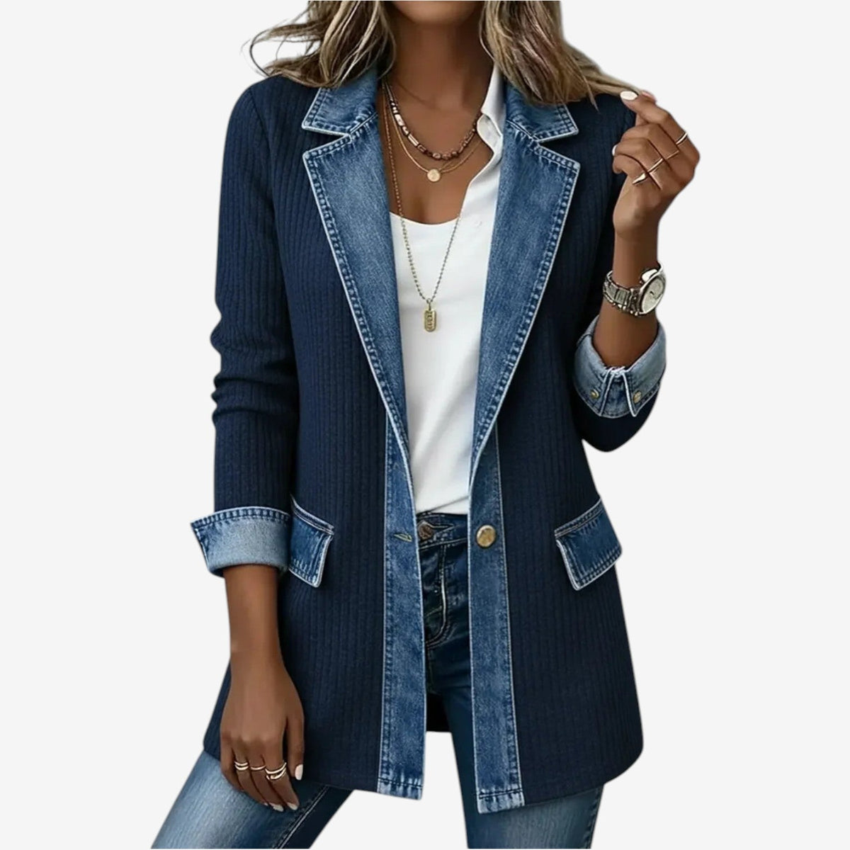 Hybrid Knit Denim Jacket
