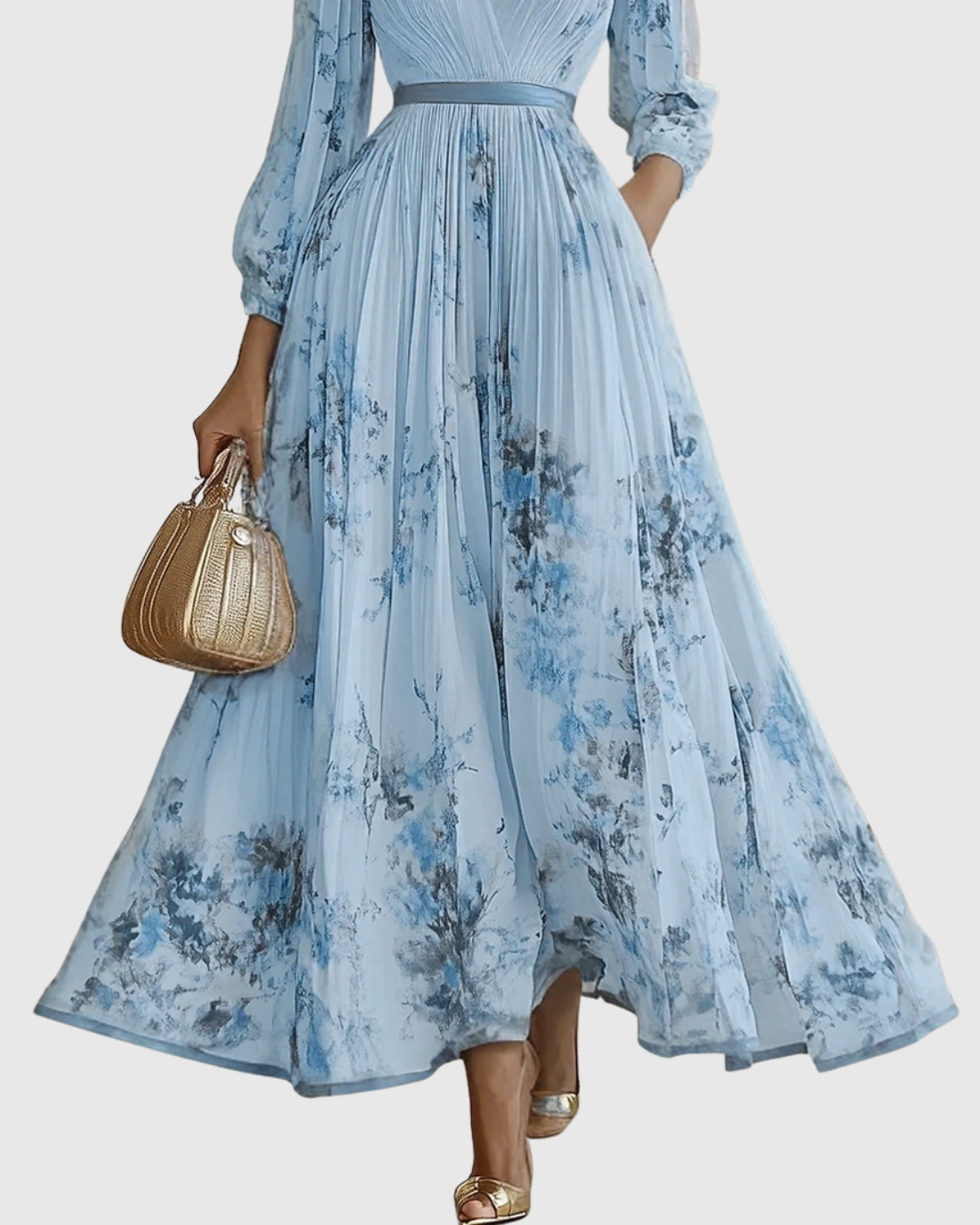 Sleeveless Floral Pleated Midi Dress