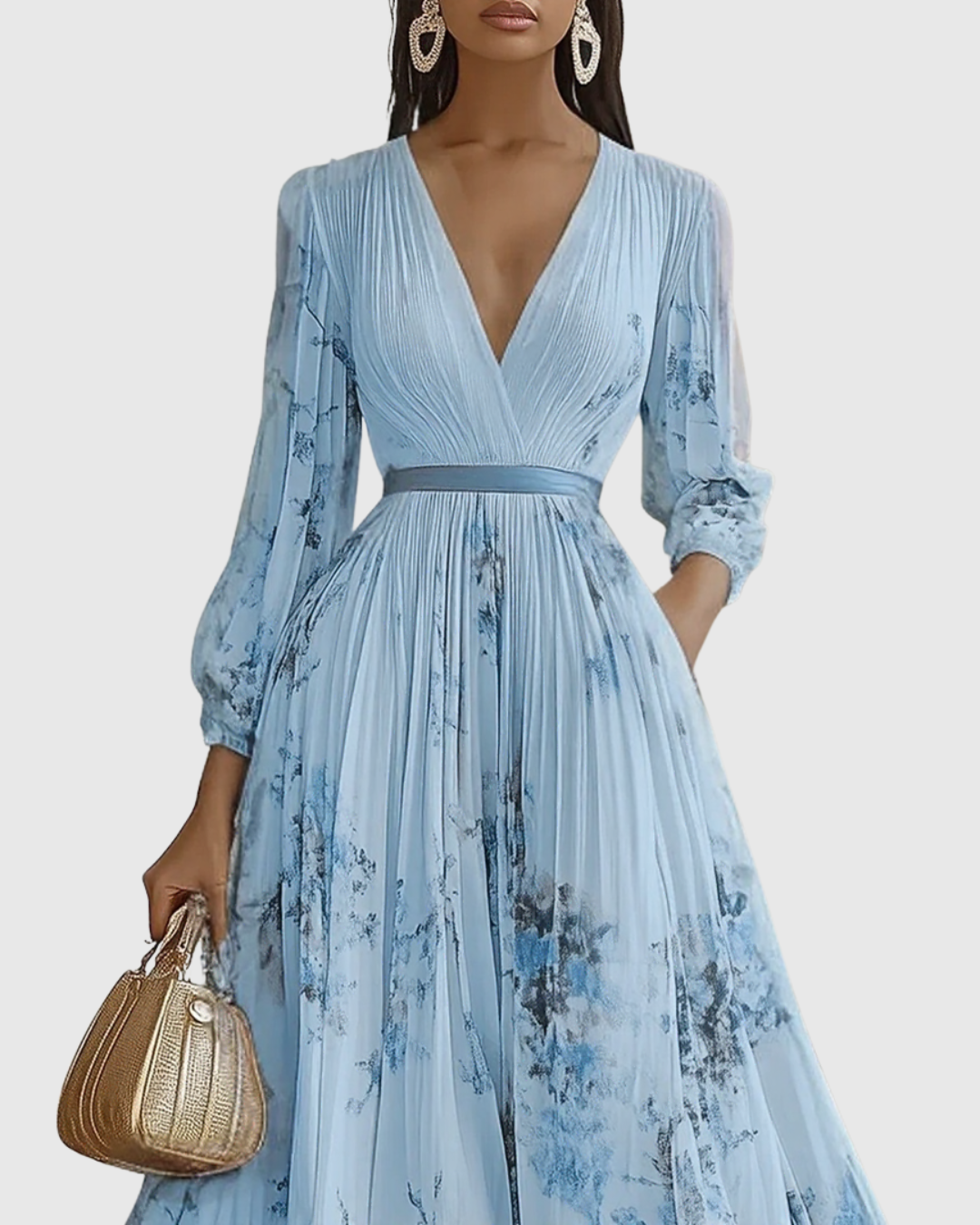Sleeveless Floral Pleated Midi Dress
