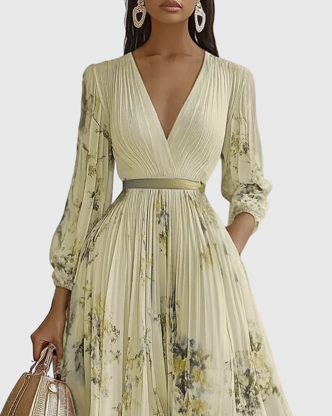 Sleeveless Floral Pleated Midi Dress