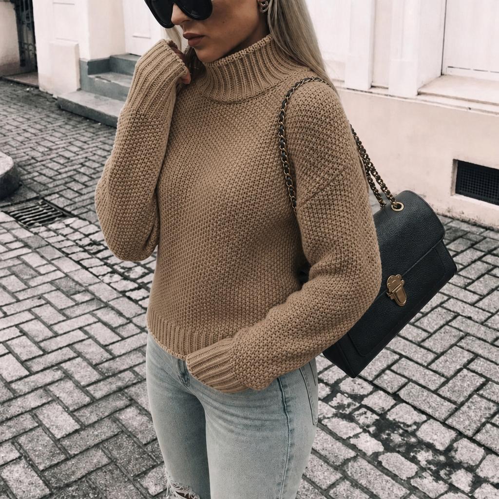 Chunky Knit Oversized Turtleneck Sweater