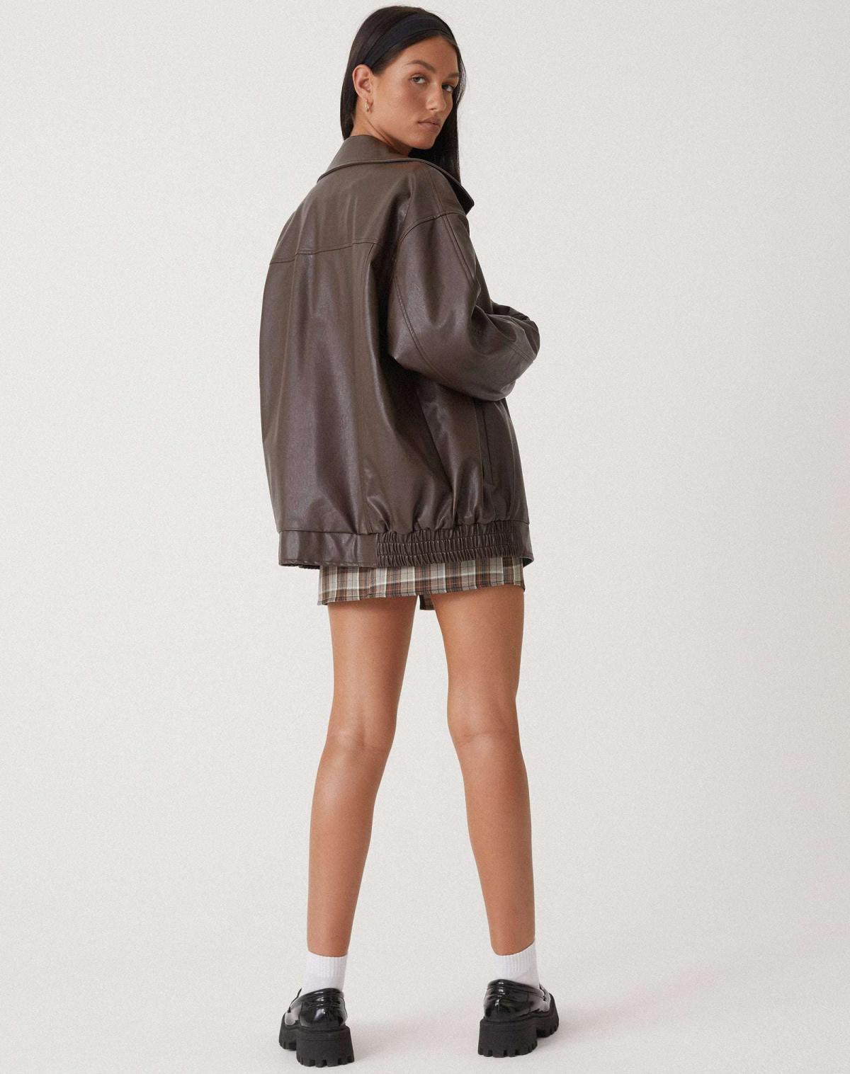 Oversized Faux Leather Jacket With Soft Lining