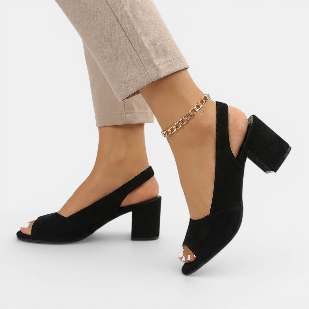 Colourblock Slingback Heels with Adjustable Strap